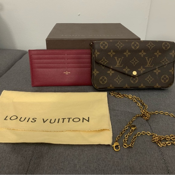 Louis Vuitton crossbody clutch. Strap detachable. Burgundy color interior. - Picture 4 of 7